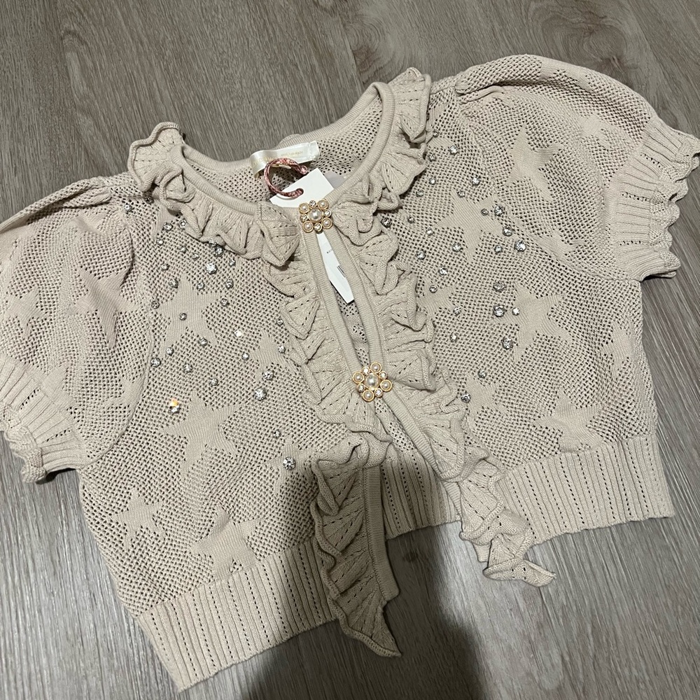 LoveShackFancy rizina crop cardigan bnwt XS